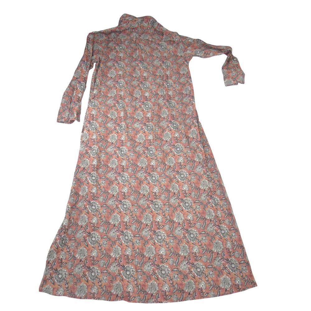 Natural Life Floral Button Down Maxi Dress Duster Terracotta XS/S Long Sleeve - Picture 3 of 5